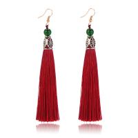 Fashion Tassel Earring, Cotton Thread, with Zinc Alloy, folk style & for woman 115mm 