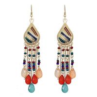 Fashion Fringe Earrings, Zinc Alloy, with Seedbead & Resin, gold color plated, Bohemian style & for woman & enamel 