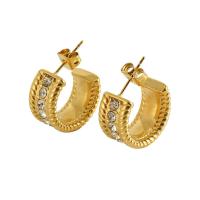 Boucles d'oreilles en acier titane, Plaqué or 18K, bijoux de mode & pour femme & avec strass Vendu par paire