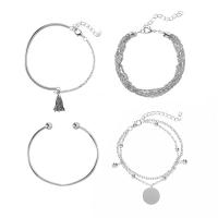 Moda pulseras de la aleación de Zinc, con 2inch extender cadena, chapado en color de platina, 4 piezas & para mujer, 65mm, longitud:aproximado 7-8 Inch, Vendido por Set