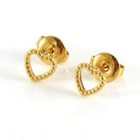 Boucles d'oreilles en acier titane, Plaqué d'or 18K, styles différents pour le choix & pour femme & creux, 7mm, Vendu par paire