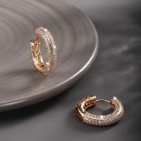 Zinc Alloy Huggie Hoop Earring, 18K gold plated, fashion jewelry & for woman & with rhinestone, golden 