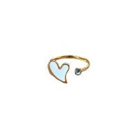 Anillo de dedo de acero Titanium de, Partículas de acero, Recubrimiento iónico al vacío, Joyería & diverso tamaño para la opción & para mujer & esmalte & con diamantes de imitación, dorado, Vendido por UD