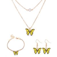 ensembles de bijoux de mode en alliage zinc, alliage de zinc, Bracelet & boucle d'oreille & collier, avec 2.09,1.97inch chaînes de rallonge, Placage de couleur d'or, trois pièces & pour femme, Jaune Environ 16.06 pouce, Environ 6.54 pouce, Vendu par fixé