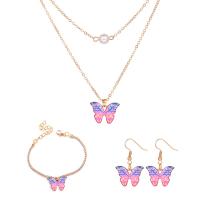 ensembles de bijoux de mode en alliage zinc, alliage de zinc, Bracelet & boucle d'oreille & collier, avec 2.09,1.97inch chaînes de rallonge, Placage de couleur d'or, trois pièces & pour femme, rose clair Environ 16.06 pouce, Environ 6.54 pouce, Vendu par fixé