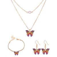 ensembles de bijoux de mode en alliage zinc, alliage de zinc, Bracelet & boucle d'oreille & collier, avec 2.09,1.97inch chaînes de rallonge, Placage de couleur d'or, trois pièces & pour femme, multicolore Environ 16.06 pouce, Environ 6.54 pouce, Vendu par fixé