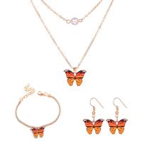 ensembles de bijoux de mode en alliage zinc, alliage de zinc, Bracelet & boucle d'oreille & collier, avec 2.09,1.97inch chaînes de rallonge, Placage de couleur d'or, trois pièces & pour femme, orange Environ 16.06 pouce, Environ 6.54 pouce, Vendu par fixé