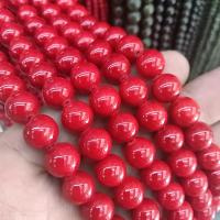 Single Gemstone Beads, Synthetic Coral, Round, polished, DIY red Approx 38 cm 