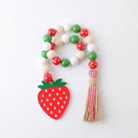 Perles en bois teints, Schima Superba, avec Chanvre, fraise, Mignon, couleurs mélangées Environ 53 cm, Vendu par PC