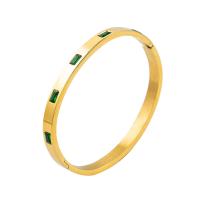 Brazalete del acero inoxidable, acero inoxidable 304, 18K chapado en oro, Joyería & para mujer & con diamantes de imitación, dorado, 6mm, diámetro interior:aproximado 59mm, Vendido por UD