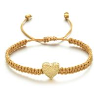 Moda pulseras de la aleación de Zinc, cordón poliéster, con aleación de zinc, Corazón, chapado, ajustable & para mujer, más colores para la opción, longitud:aproximado 18-28 cm, Vendido por UD