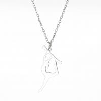 Edelstahl Schmuck Halskette, 304 Edelstahl, mit Verlängerungskettchen von 5cm, Dancing Girl, Vakuum-Ionen-Beschichtung, für Frau, keine, 15.6x31.4mm, Länge:45 cm, verkauft von PC