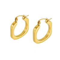 Boucles d'oreilles en acier titane, Plaqué d'or 18K, pour femme & creux Vendu par paire