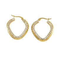 Boucles d'oreilles en acier titane, Plaqué d'or 18K, pour femme & avec strass Vendu par paire