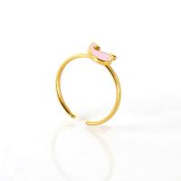 Anillo de dedo de acero Titanium de, Partículas de acero, chapado en oro de 18 K, ajustable & diferentes estilos para la opción & para mujer & esmalte, Vendido por UD