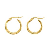 Boucles d'oreilles en acier titane, Plaqué d'or 18K, bijoux de mode & pour femme, 20mm, Vendu par paire