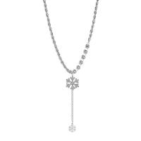 Chaîne en alliage de zinc de fer Collier Pull, avec fer, avec 5cm chaînes de rallonge, flocon de neige, Placage de couleur argentée, bijoux de mode & pour femme & avec strass Environ 50 cm, Vendu par PC