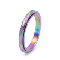 Anillo de dedo de acero Titanium de, Partículas de acero, Patrón Geométrico, Recubrimiento iónico al vacío, rotativo & diverso tamaño para la opción & para mujer, más colores para la opción, 3mm, tamaño:5-12, Vendido por UD