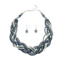 ensembles de bijoux de mode en alliage zinc, alliage de zinc, boucle d'oreille & collier, avec perle de plastique, avec 2.9inch chaînes de rallonge, 2 pièces & pour femme, plus de couleurs à choisir Environ 18.8 pouce, Vendu par fixé