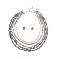 ensembles de bijoux de mode en alliage zinc, alliage de zinc, boucle d'oreille & collier, avec perle de plastique, avec 2.9inch chaînes de rallonge, 2 pièces & pour femme, plus de couleurs à choisir Environ 16.5 pouce, Vendu par fixé