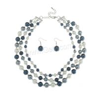 ensembles de bijoux de mode en alliage zinc, alliage de zinc, boucle d'oreille & collier, avec perle de plastique, avec 2.9inch chaînes de rallonge, 2 pièces & pour femme, plus de couleurs à choisir Environ 16.1 pouce, Vendu par fixé