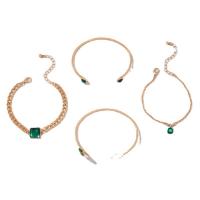 Moda pulseras de la aleación de Zinc, con Taladro de vidrio, chapado en color dorado, 4 piezas & Joyería & para mujer, dos diferentes colores, libre de níquel, plomo & cadmio, Vendido por Set