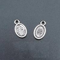 Zinc Alloy Saint Pendant, Oval, antique silver color plated, vintage & DIY Approx 