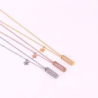 Collier de bijoux de titane, Acier titane, avec zircon cubique, avec 5cm chaînes de rallonge, rectangle, Placage ionique sous vide, pour femme, plus de couleurs à choisir Environ 40 cm, Vendu par PC