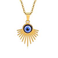 Collier Evil Eye bijoux, Acier inoxydable 304, avec résine, avec 1.97inch chaînes de rallonge, Placage ionique sous vide, bijoux de mode & pour femme, doré Environ 15.75 pouce, Vendu par PC