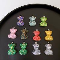 Animal Resin Pendant, with Sequins, Bear, break proof & cute & DIY Approx 