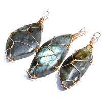 Gemstone Brass Pendants, with Brass, irregular, DIY, multi-colored, 35~55mm 