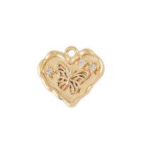 Colgante de Micro Pavé de Zirconía Cúbica, metal, Corazón, chapado en color dorado, Bricolaje & micro arcilla de zirconia cúbica, 14x13mm, Vendido por UD