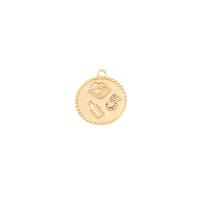 Brass Jewelry Pendants, Flat Round, gold color plated, DIY 