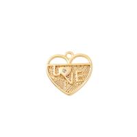 Colgante de Micro Pavé de Zirconía Cúbica, metal, Corazón, chapado en color dorado, Bricolaje & con el patrón de la letra & micro arcilla de zirconia cúbica & hueco, 14x14mm, Vendido por UD