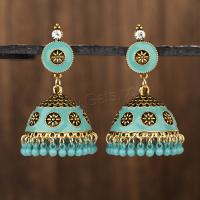 Fashion Fringe Earrings, Zinc Alloy, gold color plated, vintage & fashion jewelry & elastic & micro pave cubic zirconia & for woman & enamel nickel, lead & cadmium free 