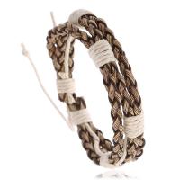 PU Leather Cord Bracelets, with Linen, handmade, Adjustable & fashion jewelry & Unisex, 15mm cm 