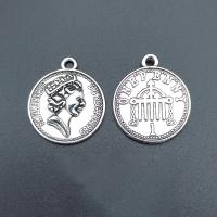 Zinc Alloy Jewelry Pendants, Flat Round, antique silver color plated, vintage & DIY Approx 