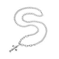 Zink Legierung Straßkette, Zinklegierung, Kreuz, Platinfarbe platiniert, Modeschmuck & unisex & mit Strass, Länge:50 cm, verkauft von PC