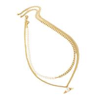 Collier de mode Multi couche, alliage de zinc, avec perle de plastique, avec 7cm chaînes de rallonge, Placage de couleur d'or, 2 pièces & bijoux de mode & pour femme cm, 45 cm, Vendu par fixé