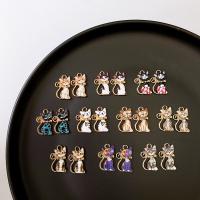 Zinc Alloy Enamel Pendants, with enamel, Cat, cute & DIY Approx 