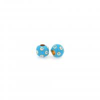 Fashion Evil Eye Beads, Brass, Round, 18K gold plated, DIY & evil eye pattern & enamel 