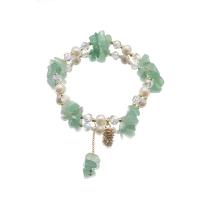 bracelet en laiton de perle d'eau douce cultivée, avec pierre gemme & laiton, Plaqué or 18K, bijoux de mode & différents matériaux pour le choix & pour femme Environ 6.7-7 pouce, Vendu par PC