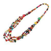 Collier de mode Multi couche, bois, bijoux de mode & multicouche & pour femme, couleurs mélangées Environ 31.5 pouce, Vendu par PC