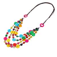 Collier de mode Multi couche, coquille, avec corde en nylon, bijoux de mode & multicouche & pour femme, couleurs mélangées Environ 31.5 pouce, Vendu par PC