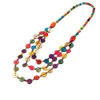 Collier de mode Multi couche, noix de coco, avec bois, bijoux de mode & multicouche & pour femme, multicolore Environ 31.5 pouce, Vendu par PC