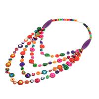 Collier de mode Multi couche, noix de coco, avec bois, bijoux de mode & multicouche & pour femme, plus de couleurs à choisir Environ 31.5 pouce, Vendu par brin