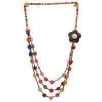 Collier de mode Multi couche, noix de coco, avec bois, bijoux de mode & multicouche & pour femme, plus de couleurs à choisir Environ 31.5 pouce, Vendu par PC