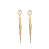 Fashion Fringe Earrings, Messing, mit Katzenauge, goldfarben plattiert, Modeschmuck & für Frau, 50x23mm, verkauft von Paar