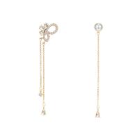 Fashion Fringe Earrings, Zinc Alloy, gold color plated, fashion jewelry & micro pave cubic zirconia & for woman, 95mm 