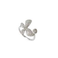 Cubic Zirconia Micro Pave Brass Finger Ring, fashion jewelry & micro pave cubic zirconia & for woman, silver color 